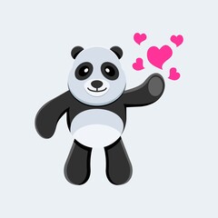 cute mascot panda with love illustration design