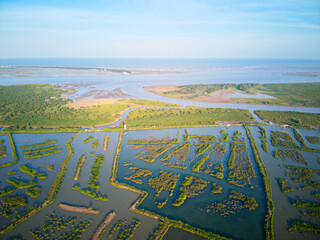 Aerial view of Xuan Thuy National Park, Namdinh, Vietnam. This is one of the largest Nature...