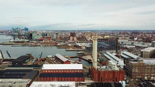 Incredible Aerial View of Brooklyn Navy Yard - Slider Shot Right to Left - Part 2
