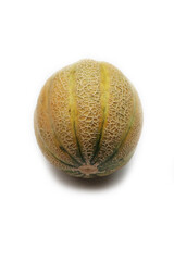 Fresh whole ripe melon isolated on white background. Cucumis melo 