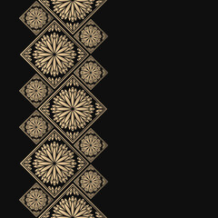Golden frame in oriental style. Seamless border for design. Eastern background. Islamic card with place for text.