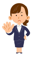 拒否の仕草を示すビジネスウーマン_全身
