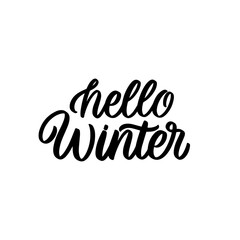 Hand lettered quote. The inscription: hello winer.Perfect design for greeting cards, posters, T-shirts, banners, print invitations.