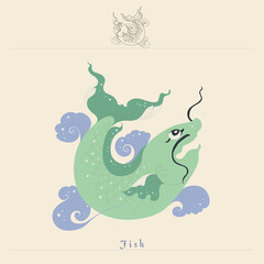 Line Thai art fish of Himmapan literature