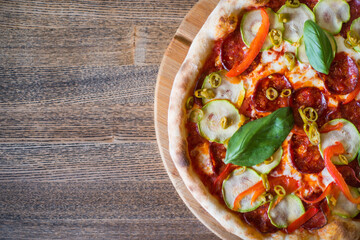pizza with tomatoes and mozzarella