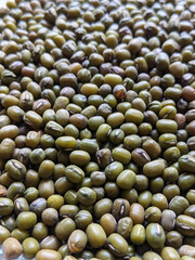 Mung beans texture, green bean seeds, bokeh style photography