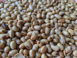 Fried soybeans texture, snack with high protein, bokeh style photography