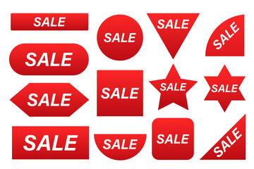 Price tags vector collection. Sale red labels isolated on white background. 