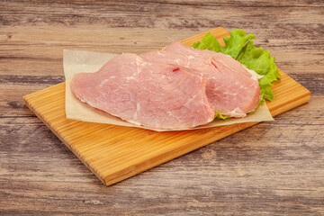 Raw pork steak for cooking