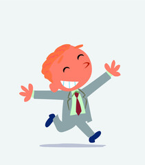 cartoon of businessman running euphoric