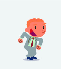 Euphoric cartoon character of businessman makes plans