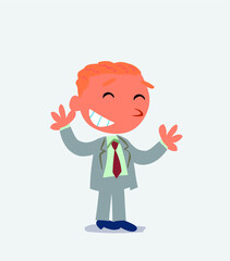 Very pleased cartoon character of businessman.