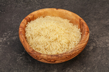 Raw basmati rice in the bowl