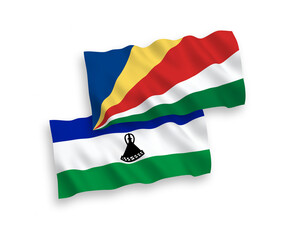 Flags of Lesotho and Seychelles on a white background