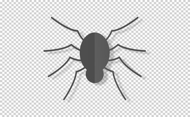 Spider  in paper cut  style on on  png or transparent background, Happy Halloween concept, graphic resources for sale template ,website, poster,  vector illustration