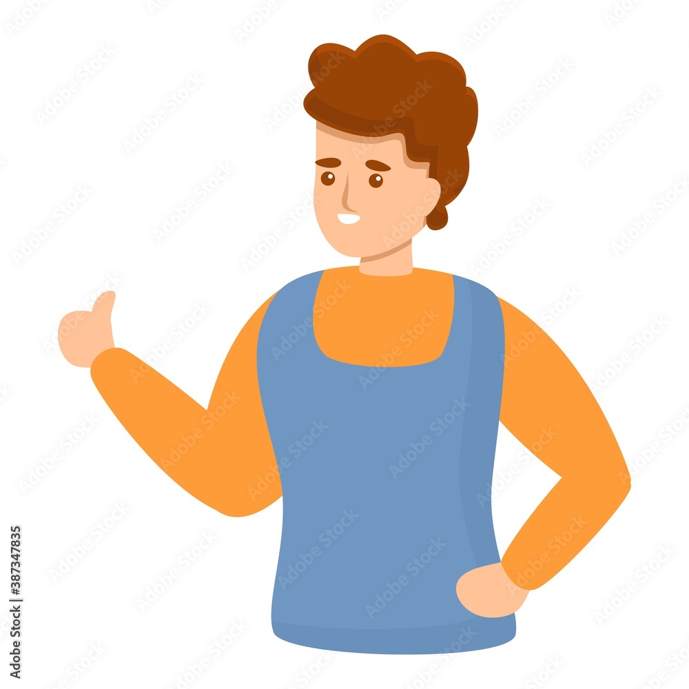 Poster smiling man icon. cartoon of smiling man vector icon for web design isolated on white background