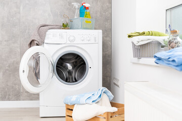 Laundry room in new apartment.