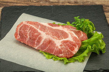 Raw pork meat neck steack