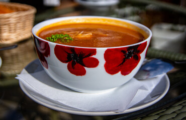 a bowl of tomato soup
