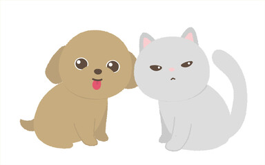 犬と猫　白背景