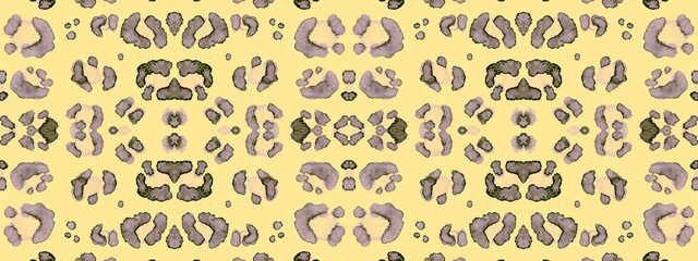 Seamless Leopard Artwork. Brown Camouflage Spots. 