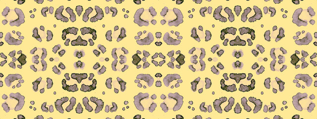 Seamless Leopard Artwork. Brown Camouflage Spots. 