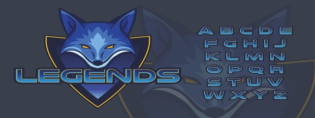 blue fox sports team mascot logo