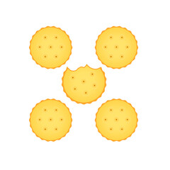 Background with round crackers arranged in a frame shape