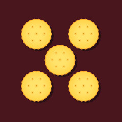 Background with round crackers arranged in a frame shape