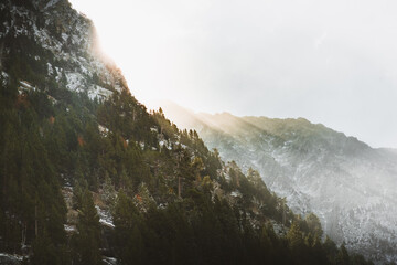 snow covered mountains in winter
