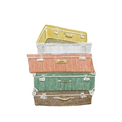 old suitcases, digital illustration isolated on white background