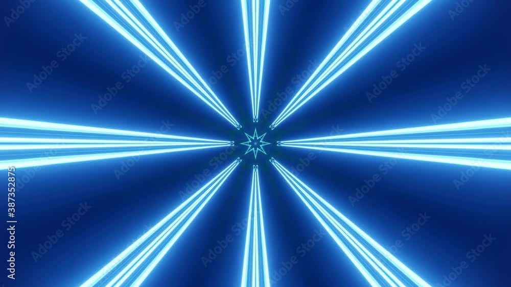 Poster 4k looped abstract high-tech tunnel with neon lights. camera flies through changing tunnel on high s