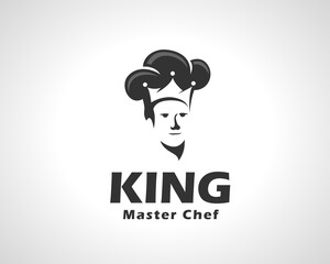 Master king crown chef hat logo icon symbol design illustration