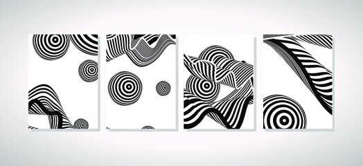 Fototapeta na wymiar Cover geometric minimal. Set. Vector abstract line pattern for poster design. Set of templates for business brochures. Cool gradients. Graphic pattern for annual album backdrop.