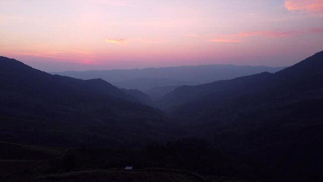 Sunset on the mountain With twilight blue light nature