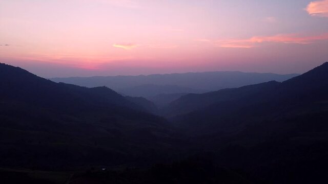 Sunset on the mountain With twilight blue light nature