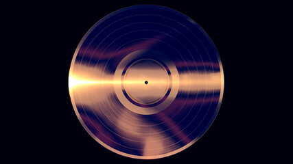 Abstract metallized vinyl record with beautiful reflections