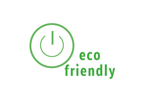 Grüner Schalter Eco Friendly isoliert auf weißen Hintergrund
