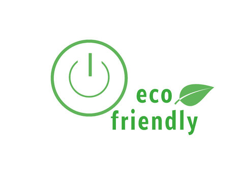 Grüner Schalter Eco Friendly mit Blatt isoliert auf weißen Hintergrund