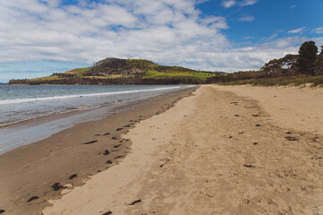 Seven Mile beach a pristine golden sand beach just outside of the city of Hobart in Tasmania, Australia