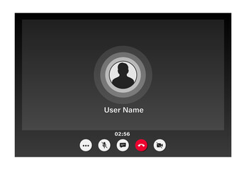 Video Call screen template. Stream, web chatting, online meeting friends. Video chat, conference user interface. Coronavirus, quarantine isolation. Stay, work from home. Talking by internet window