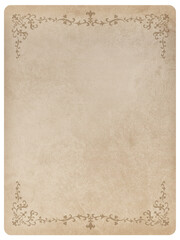 Ornamental frame on aged vintage background, grunge texture and stains that show the passage of time.