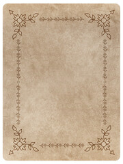 Ornamental frame on aged vintage background, grunge texture and stains that show the passage of time.