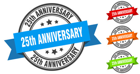 25th anniversary stamp. round band sign set. label