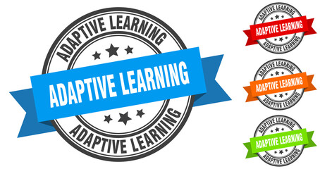 adaptive learning stamp. round band sign set. label