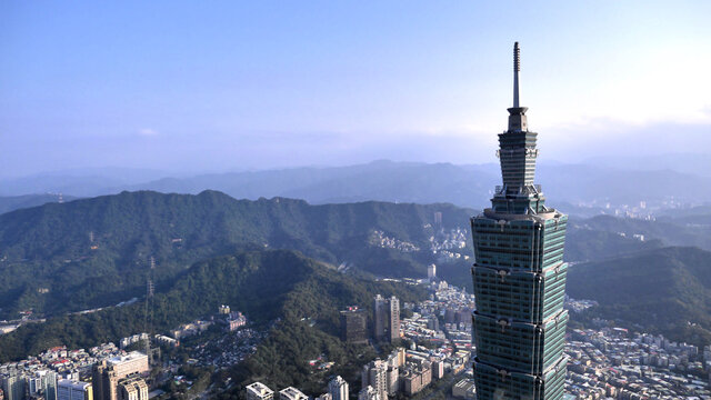 March 16, 2014, Aerial view of Taipei 101, Taipei City, Taiwan.