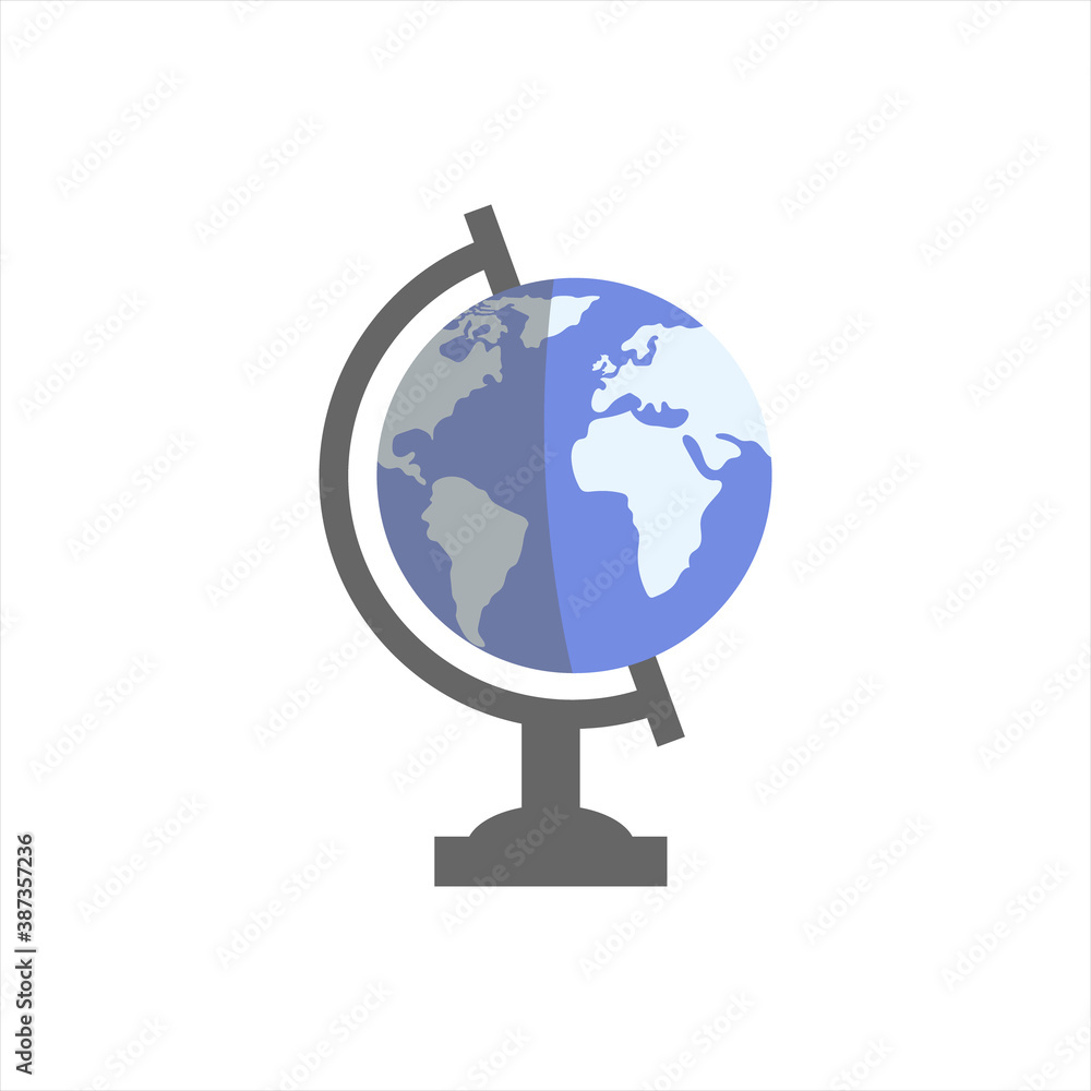Poster globe icon flat style - go to web symbol icon editable vector illustration isolated on white backgro