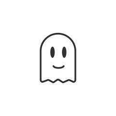 Cute Halloween Ghost Icon Illustration - style 3 (outline)