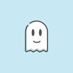 Cute Halloween Ghost Icon Illustration - style 3 (colored)