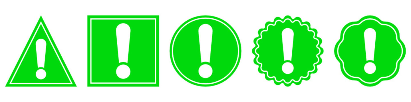 Set of green exclamation point. Vector symbols